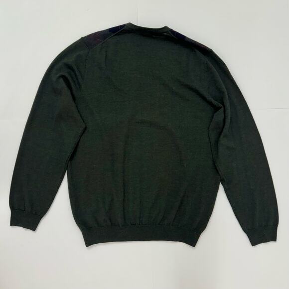 Brooks Brothers 346 Merino Wool V-Neck Pullover Sweater Dark Green Argyle | XL - Picture 5 of 9